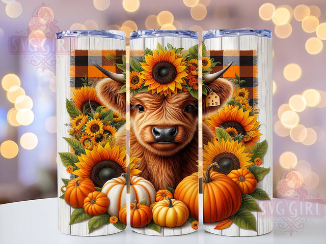 Highland Cow Fall 20oz Tumbler Wrap Sublimation Design, Straight Tapered Tumbler Wrap, Western Cow Tumbler Png, Instant Digital Download Sublimation SvggirlplusArt 