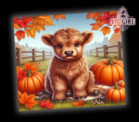 Highland Cow Fall 20oz Tumbler Wrap Sublimation Design, Straight Tapered Tumbler Wrap, Western Cow Tumbler Png, Instant Digital Download Sublimation SvggirlplusArt 