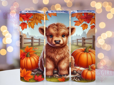 Highland Cow Fall 20oz Tumbler Wrap Sublimation Design, Straight Tapered Tumbler Wrap, Western Cow Tumbler Png, Instant Digital Download Sublimation SvggirlplusArt 