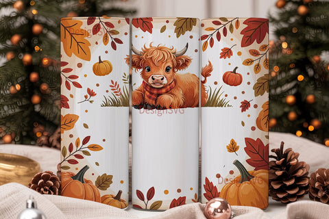 Highland Cow Fall 20oz Tumbler Wrap Sublimation DesignSVG 