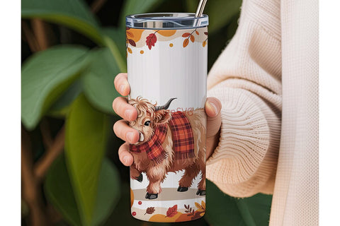 Highland Cow Fall 20oz Tumbler Wrap Sublimation DesignSVG 
