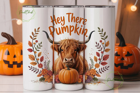 Highland Cow Fall 20oz Tumbler Wrap Sublimation PixelChick 