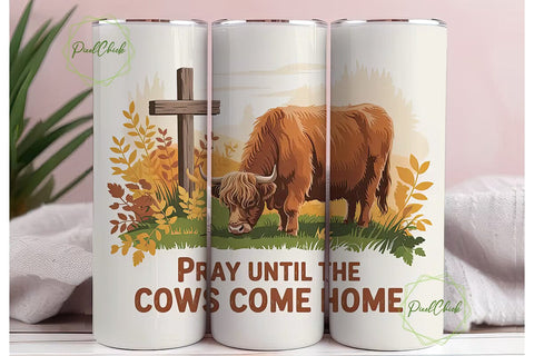 Highland Cow Fall 20oz Tumbler Wrap Sublimation PixelChick 