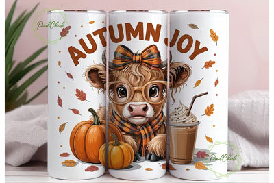 Highland Cow Fall 20oz Tumbler Wrap Sublimation PixelChick 