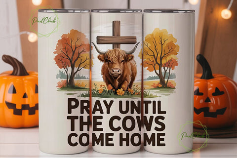 Highland Cow Fall 20oz Tumbler Wrap Sublimation PixelChick 