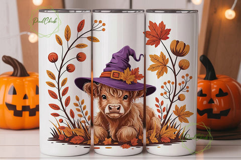 Highland Cow Fall 20oz Tumbler Wrap Sublimation PixelChick 