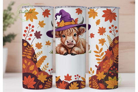 Highland Cow Fall 20oz Tumbler Wrap Sublimation PixelChick 