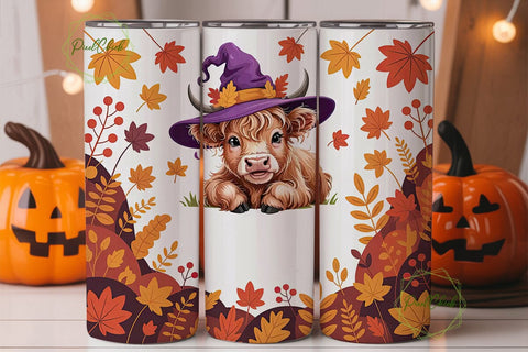 Highland Cow Fall 20oz Tumbler Wrap Sublimation PixelChick 