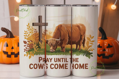 Highland Cow Fall 20oz Tumbler Wrap Sublimation PixelChick 