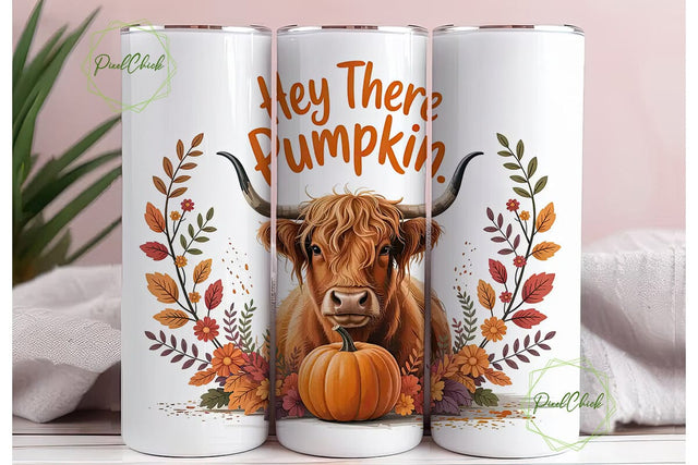 Highland Cow Fall 20oz Tumbler Wrap Sublimation PixelChick 
