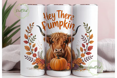 Highland Cow Fall 20oz Tumbler Wrap Sublimation PixelChick 