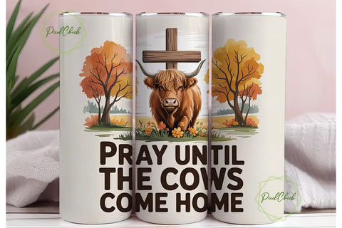 Highland Cow Fall 20oz Tumbler Wrap Sublimation PixelChick 