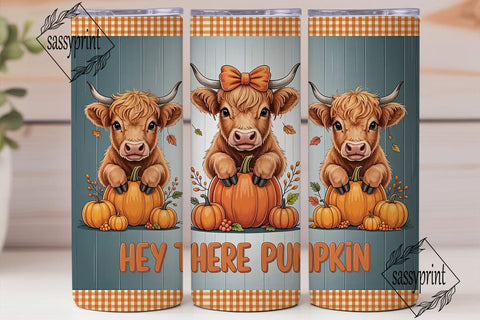 Highland Cow Fall 20oz Tumbler Wrap Sublimation sassyprint 
