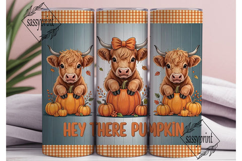 Highland Cow Fall 20oz Tumbler Wrap Sublimation sassyprint 
