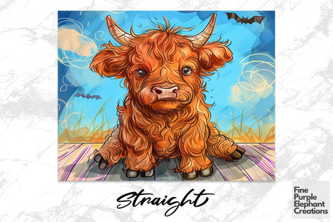 Highland Cow Fall Boardwalk Sublimation Tumbler Wrap Sublimation Fine Purple Elephant Creations 