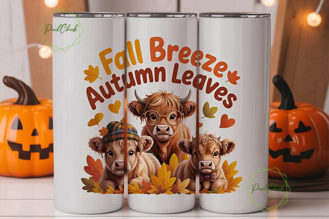 Highland Cow Fall Breeze 20oz Tumbler Sublimation PixelChick 