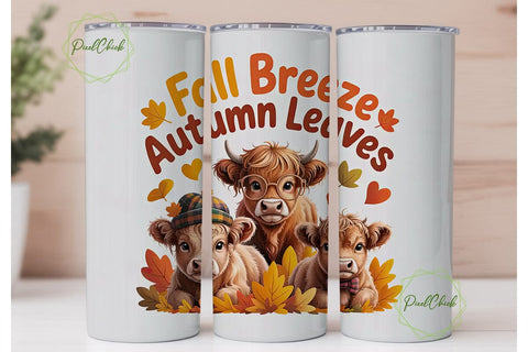 Highland Cow Fall Breeze 20oz Tumbler Sublimation PixelChick 