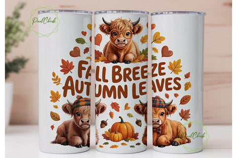 Highland Cow Fall Breeze 20oz Tumbler Sublimation PixelChick 