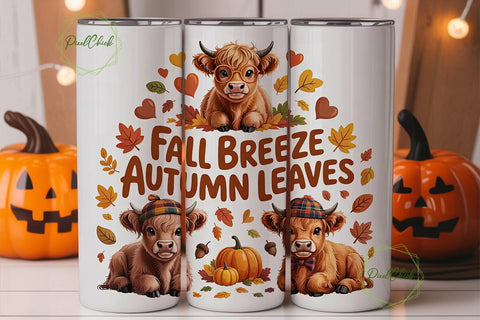 Highland Cow Fall Breeze 20oz Tumbler Sublimation PixelChick 