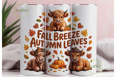 Highland Cow Fall Breeze 20oz Tumbler Sublimation PixelChick 
