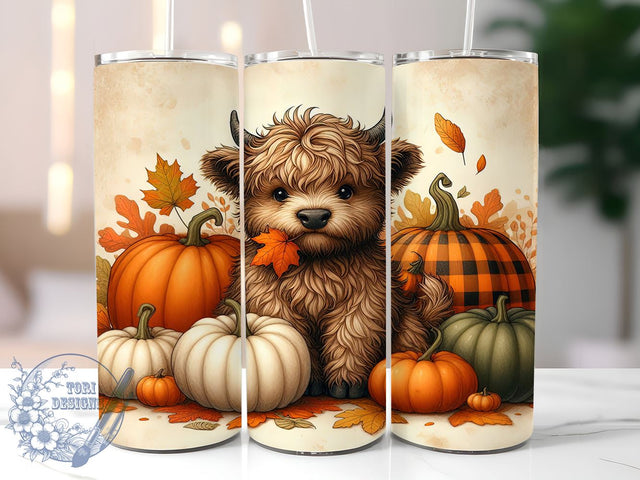 Highland Cow, Fall Decor, Tumbler Design, PNG File, Sublimation Art, Cow Lover Gift, Autumn Vibes, Digital Download Sublimation ToriDesigns 