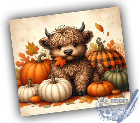 Highland Cow, Fall Decor, Tumbler Design, PNG File, Sublimation Art, Cow Lover Gift, Autumn Vibes, Digital Download Sublimation ToriDesigns 