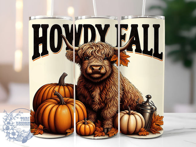 Highland Cow, Fall Decor, Tumbler Design, PNG File, Sublimation Art, Cow Lover Gift, Autumn Vibes, Digital Download Sublimation ToriDesigns 