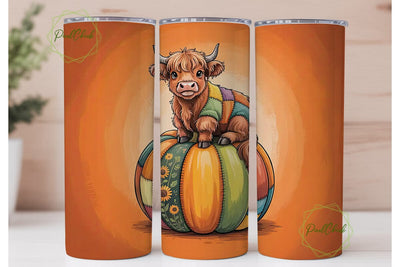 Highland Cow Fall Pumpkin 20oz Tumbler Sublimation PixelChick 