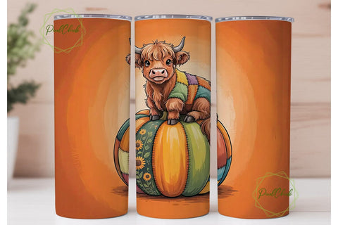 Highland Cow Fall Pumpkin 20oz Tumbler Sublimation PixelChick 