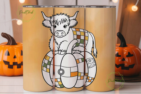 Highland Cow Fall Pumpkin 20oz Tumbler Sublimation PixelChick 