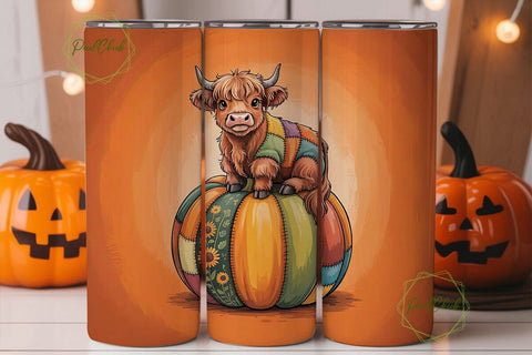 Highland Cow Fall Pumpkin 20oz Tumbler Sublimation PixelChick 