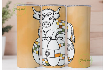 Highland Cow Fall Pumpkin 20oz Tumbler Sublimation PixelChick 