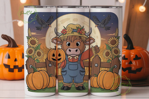 Highland Cow Fall Tumbler Design Sublimation PixelChick 