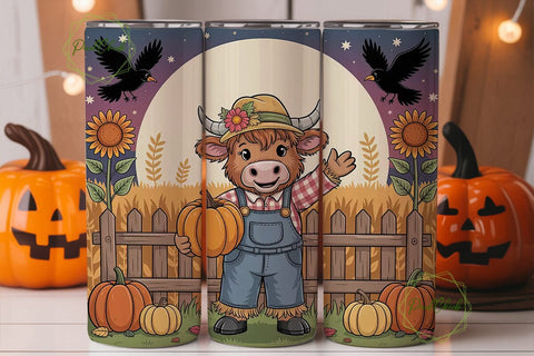 Highland Cow Fall Tumbler Design Sublimation PixelChick 