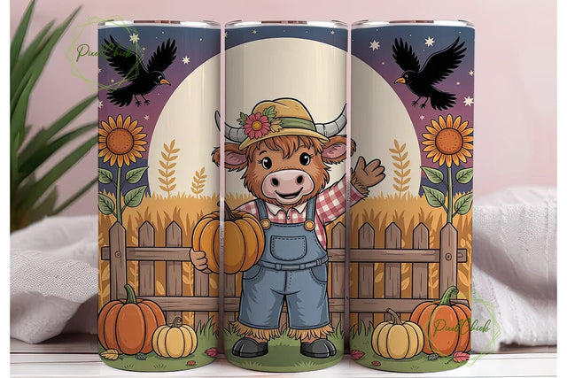Highland Cow Fall Tumbler Design Sublimation PixelChick 