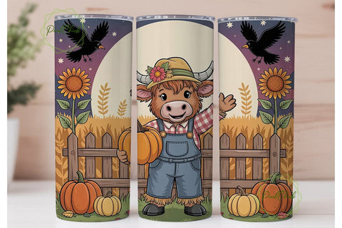 Highland Cow Fall Tumbler Design Sublimation PixelChick 