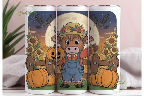 Highland Cow Fall Tumbler Design Sublimation PixelChick 