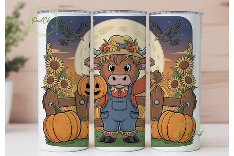 Highland Cow Fall Tumbler Design Sublimation PixelChick 