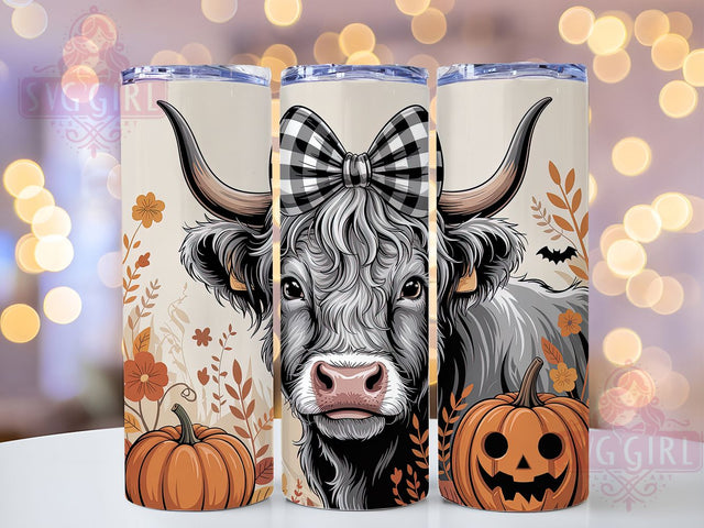 Highland Cow Fall Tumbler Wrap, Fall Tumbler Wrap, 20oz Skinny Tumbler, Pumpkin Tumbler Png, Sublimation Design, Cute Cow Tumbler, Tumbler Wrap Download Sublimation SvggirlplusArt 