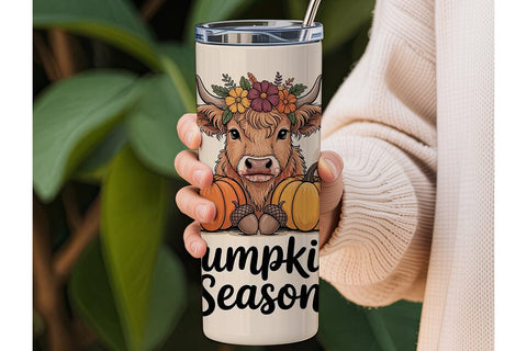 Highland Cow Fall Tumbler Wrap Sublimation DesignSVG 