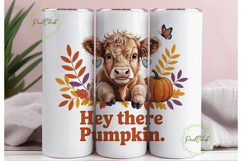 Highland Cow Fall Tumbler Wrap Sublimation PixelChick 