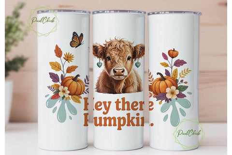 Highland Cow Fall Tumbler Wrap Sublimation PixelChick 