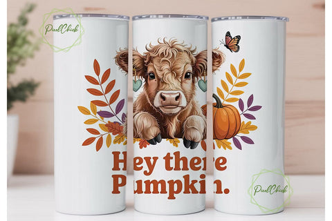 Highland Cow Fall Tumbler Wrap Sublimation PixelChick 