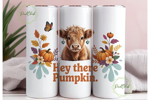 Highland Cow Fall Tumbler Wrap Sublimation PixelChick 