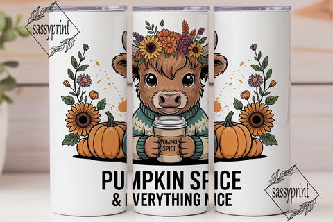 Highland Cow Fall Tumbler Wrap Sublimation sassyprint 