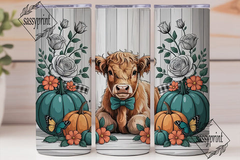 Highland Cow Fall Tumbler Wrap Sublimation sassyprint 