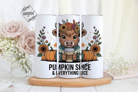 Highland Cow Fall Tumbler Wrap Sublimation sassyprint 