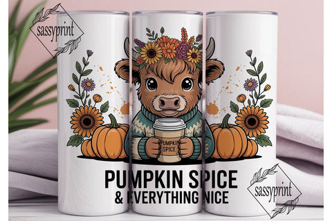Highland Cow Fall Tumbler Wrap Sublimation sassyprint 