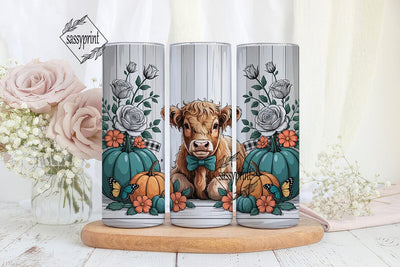 Highland Cow Fall Tumbler Wrap Sublimation sassyprint 
