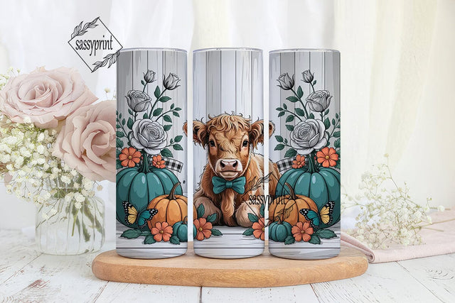 Highland Cow Fall Tumbler Wrap Sublimation sassyprint 